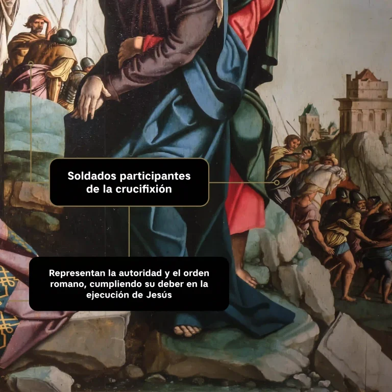 Soldados romanos presentes en la crucifixión de Jesús, detalle del Calvario atribuido a Jan van Scorel, óleo sobre tabla del siglo XVI.