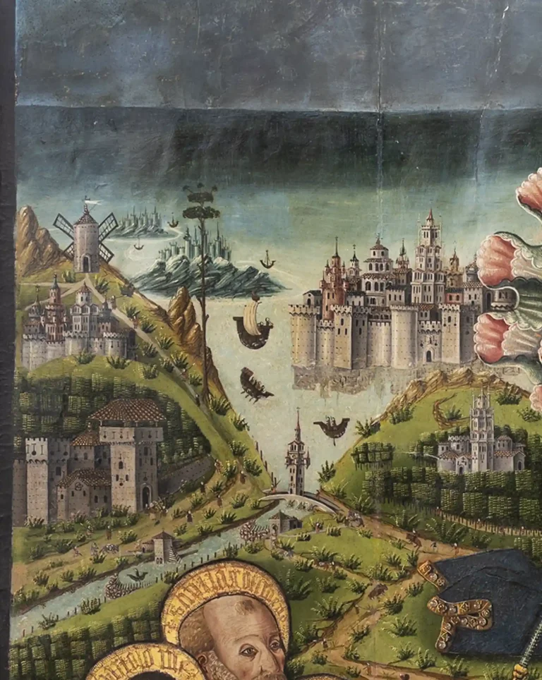 Ciudades amuralladas y paisaje urbano idealizado en la tabla de la Ascensión del Maestro de los Claveles, Palacio Episcopal de Segovia