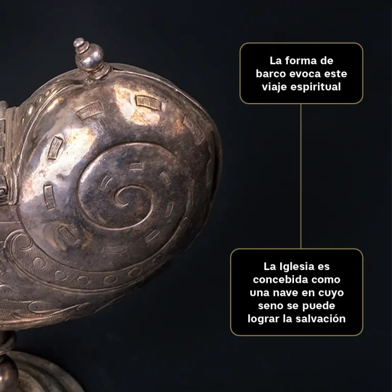 Naveta de plata de Diego de Olmedo, siglo XVI, utilizada en ceremonias litúrgicas para guardar incienso. Iglesia de Santo Tomás de Canterbury.